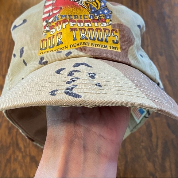 VTG 1991 Operation Desert Storm Plastic Snapback Ball Cap Hat Camo Eagle OSFA - Picture 10 of 13